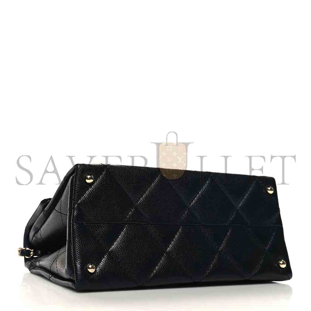 Ch*el master caviar quilted retro twist top handle flap black (21*16*9.5cm)